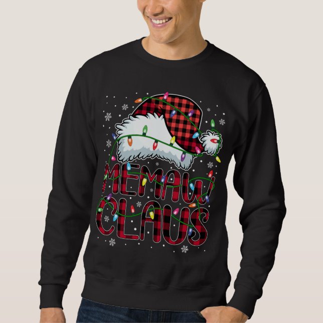 Moletom Feliz Natal Buffalo Xadrez Red Santa Hat Memaw (Frente)