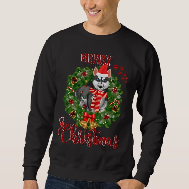 Moletom Feliz Natal - Cachorro Siberiano (Frente)