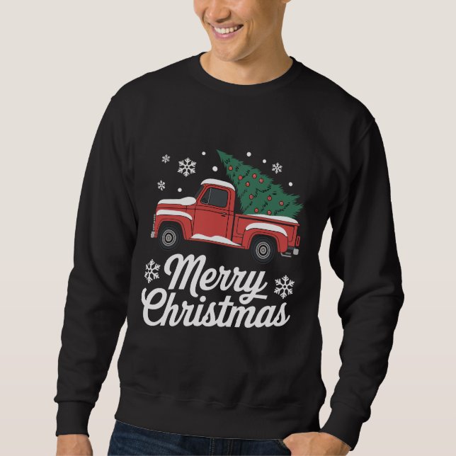 Moletom Feliz Natal Caminhão Antigo Árvore Neve (Frente)