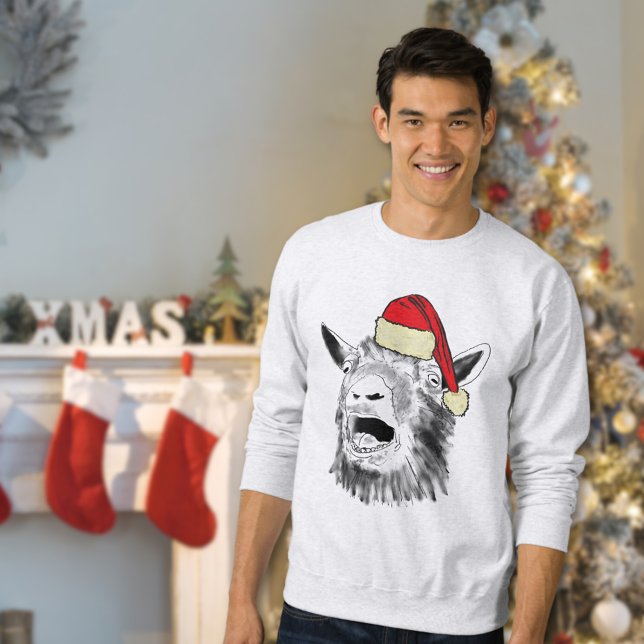 Moletom Feliz Natal Gritando Cabra (Funny christmas screaming goat animal art T-shirt)