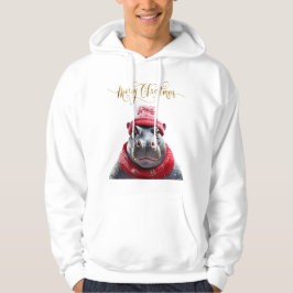 Moletom Feliz Natal Hippo beanie e cachecol
