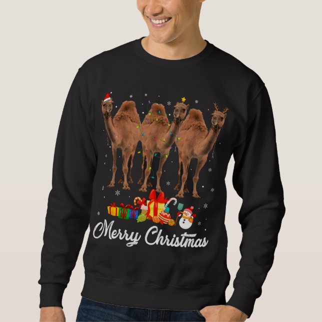 Moletom Feliz Natal Luzes Xmas Pajama Camel (Frente)