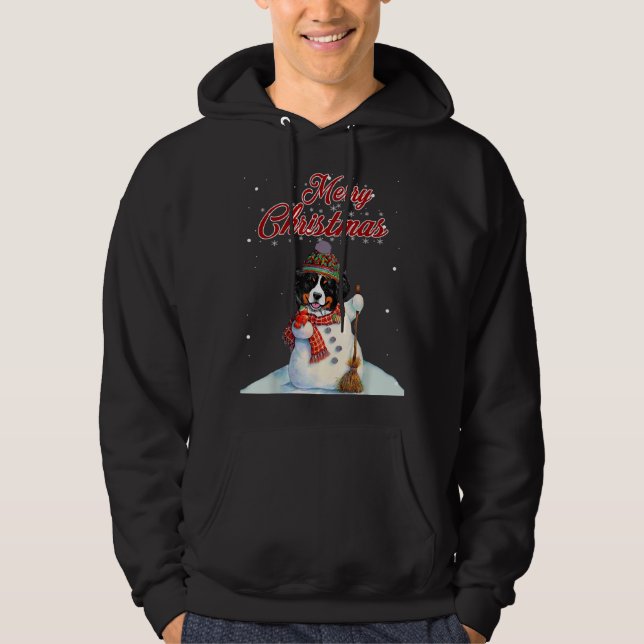 Moletom Feliz Natal - Pastor australiano Snowman Dog Lo (Frente)