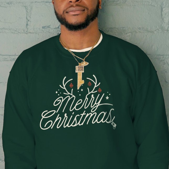 Moletom Feliz Natal Reindeer Matando Feriado (Merry Christmas Reindeer Matching Holiday Sweatshirt)