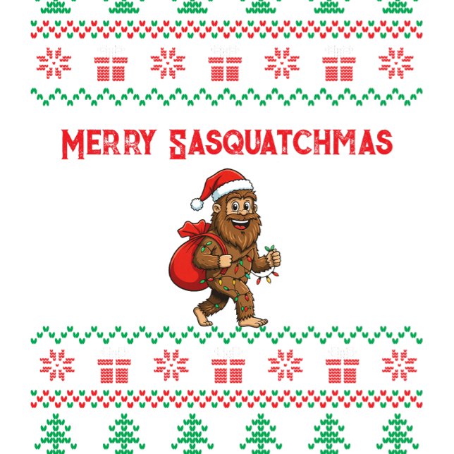 Moletom Feliz Natal Sasquatch Padrão Feio de Natal (Criador carregado)
