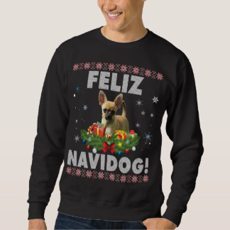 Moletom Feliz Navidog Chihuahua Dog Ugly Sweater Papais no
