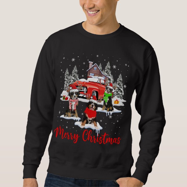Moletom Feliz Papai noel de Natal Reindeer Bernese Mountai (Frente)