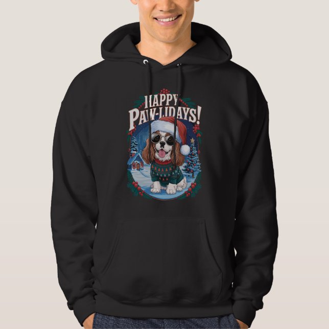 Moletom Feliz Pawliday Cavalier Rei Charles Spaniel Xmas (Frente)