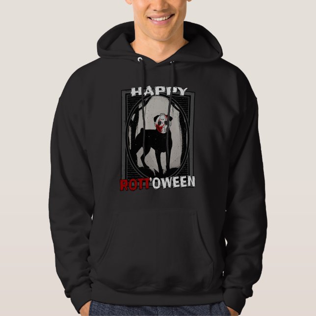 Moletom Feliz Rottobetween Rottweiler No Halloween Da Másc (Frente)