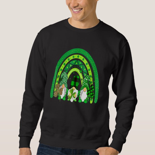 Moletom Feliz Rua Patrick S Day Gnomos Rainbow Lucky Clove (Frente)