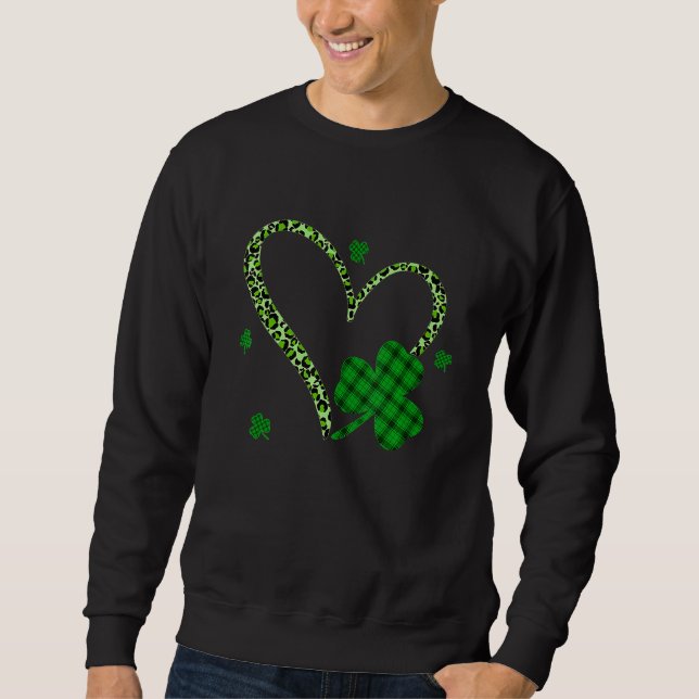 Moletom Feliz Rua Patrick S Day Irish Shamrock Heart Leopa (Frente)