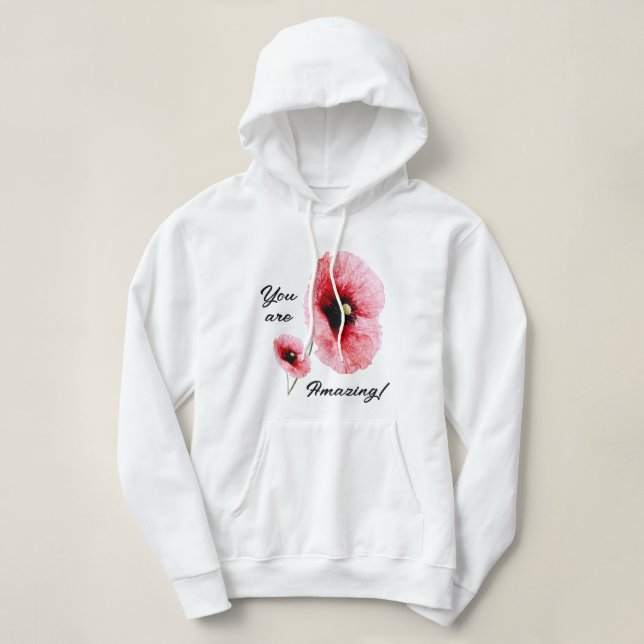 Moletom Feminino Floral Vermelho Branco Minimalist (Frente do Design)