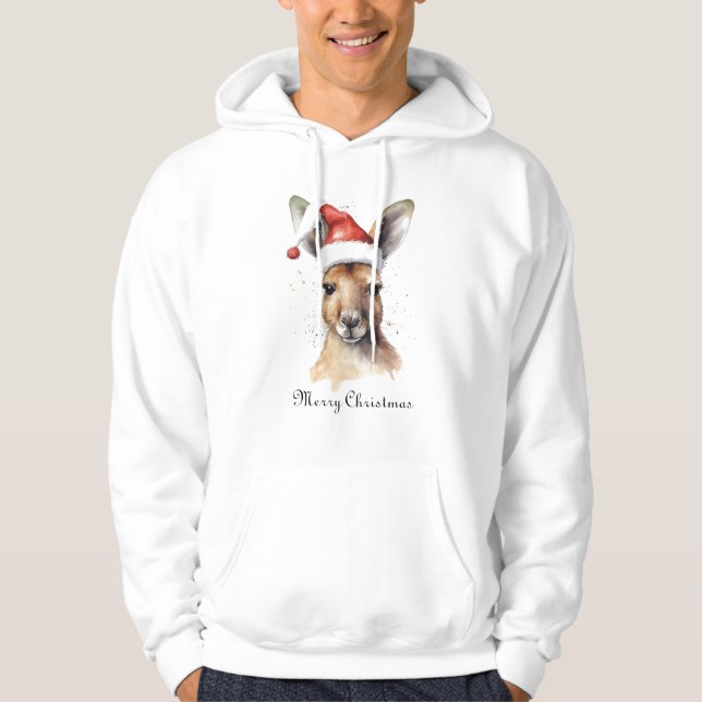 Moletom Férias Alegres, Canguru de Natal personalizado (Frente)