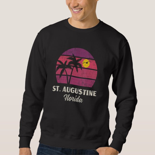 Moletom Férias na Praia de St Augustine Flórida Verão Retr (Frente)