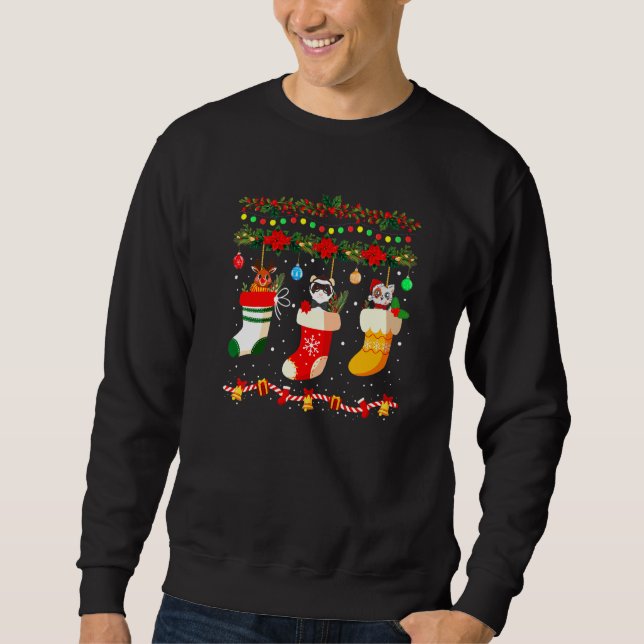 Moletom Ferret Xmas Meias Ferret Natal Família Pajama (Frente)