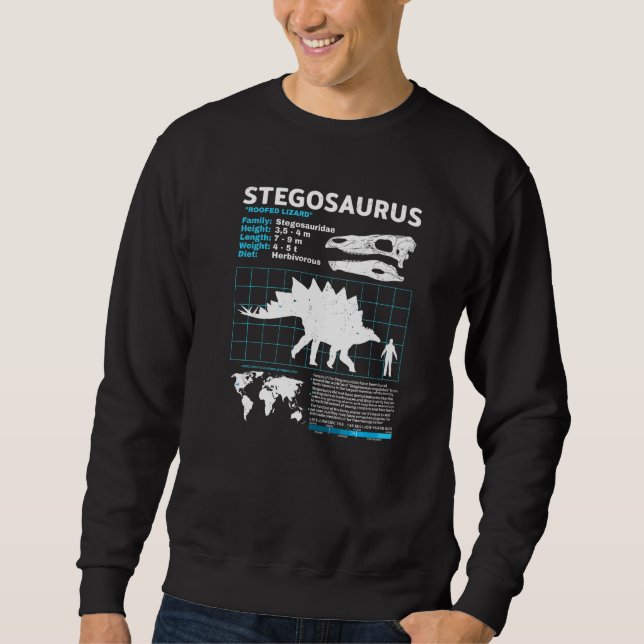 Moletom Ficha de Fatos do Estegossauro Fatos de Dinossauro (Frente)