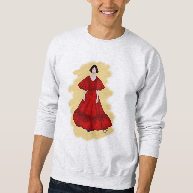 Moletom Fierce Red Dress with Minimalist Yellow Design (Frente)