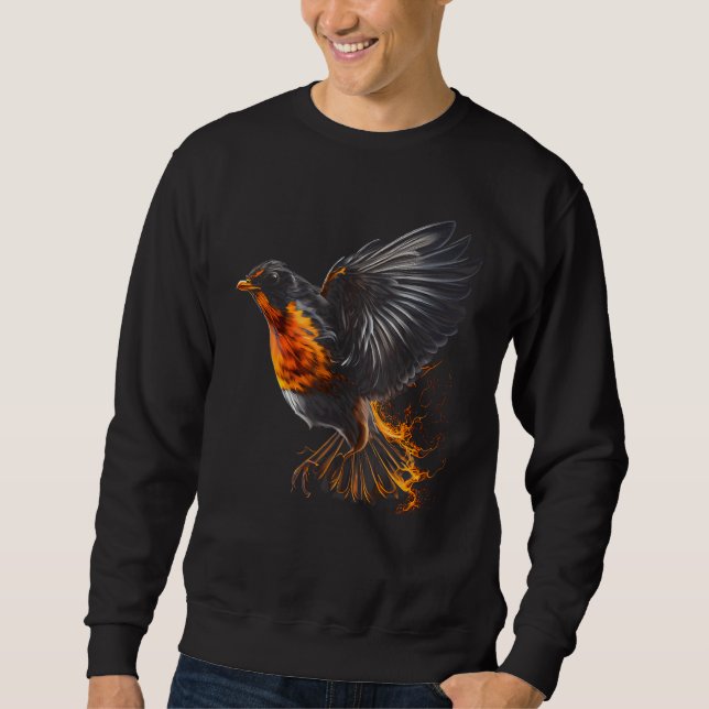 Moletom Fiery American Robin Graphic Tees for Men Women Bo (Frente)