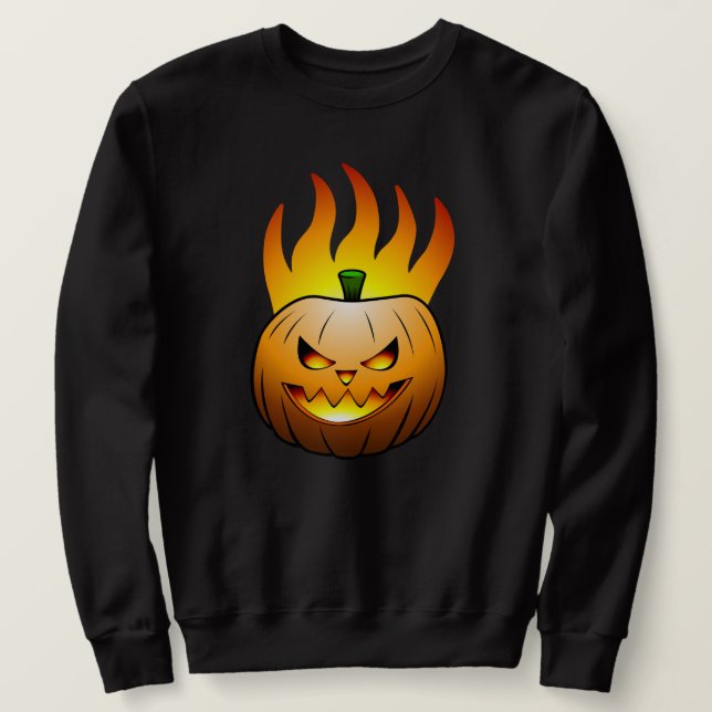 Moletom Fiery Halloween Pumpkin Face (Frente do Design)