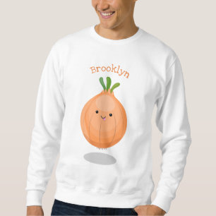 Moletom Figura de desenho animado verde de cebola castanho