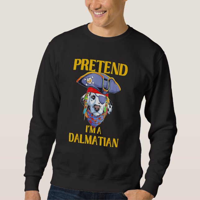 Moletom Figurino Dalmático de Halloween Fingindo que sou u (Frente)