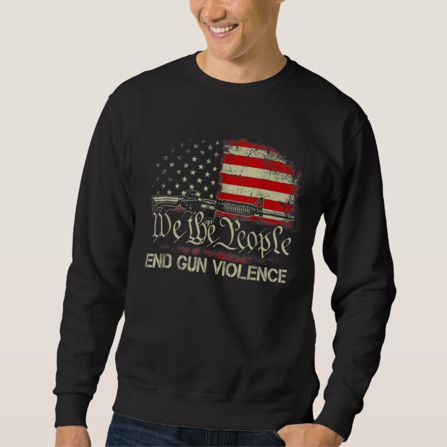 Moletom Fim da violência contra as armas - bandeira americ (Frente)