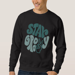 Moletom Fique Groovy Sinal de Paz Amor Retro 60S 70S 80S C