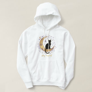 Moletom Fique Mágico Gato Preto Lua Celestial Witchy