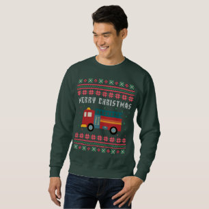 Moletom Fire Truck Ugly Christmas Sweater