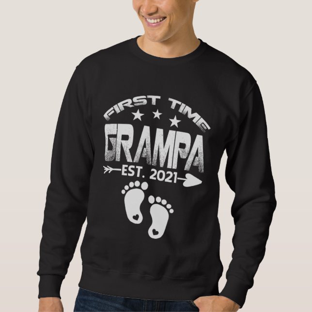 Moletom First Time Grampa 2021 New Grampa to be  Baby (Frente)