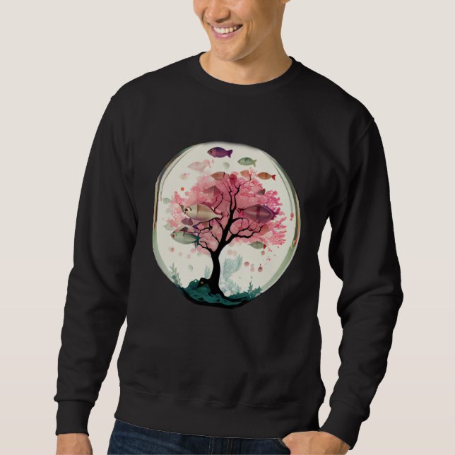 Moletom Fish swimming with Cherry blossom coral tree under (Frente)