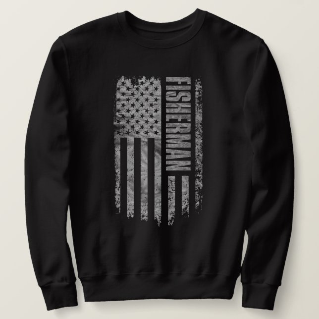 Moletom Fisherman USA Flag Distressed design (Frente do Design)