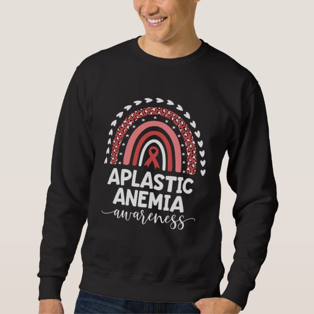 Moletom Fita Arco-Íris Vermelho Amor Apoio Anemia Aplástic (Frente)