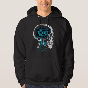 Moletom Fita Cassete Azul Neon Crânio Arte de Onda Sonora