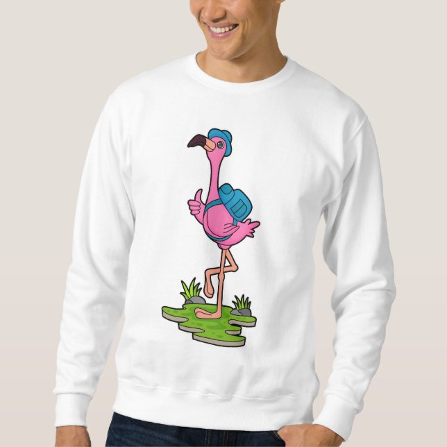 Moletom Flamingo como Hiker com mochila (Frente)
