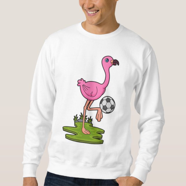 Moletom Flamingo como jogador de futebol com futebol (Frente)