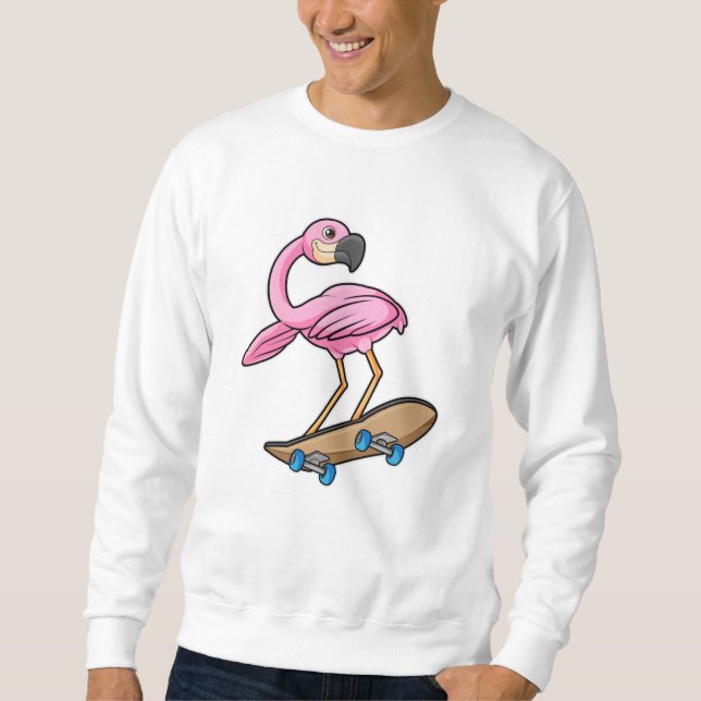 Moletom Flamingo como Skater com skate (Frente)