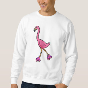 Moletom Flamingo como Skater com skates Roller