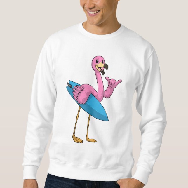 Moletom Flamingo como surfista com surfboard (Frente)