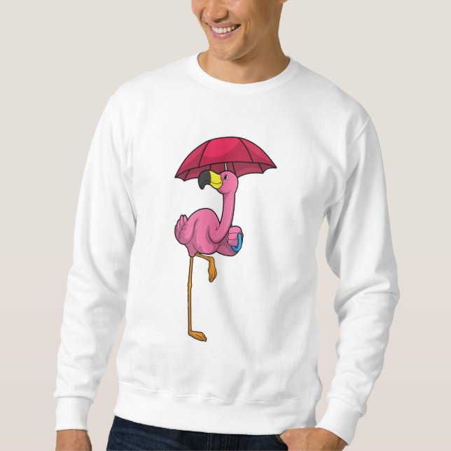 Moletom Flamingo na chuva com guarda-chuva (Frente)