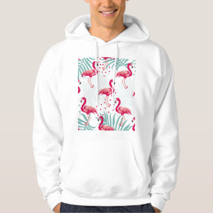 Moletom Flamingo tropical e folhas, padrão de verão.