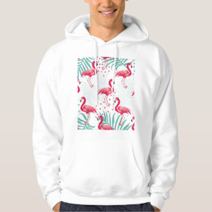 Moletom Flamingo tropical e folhas, padrão de verão.