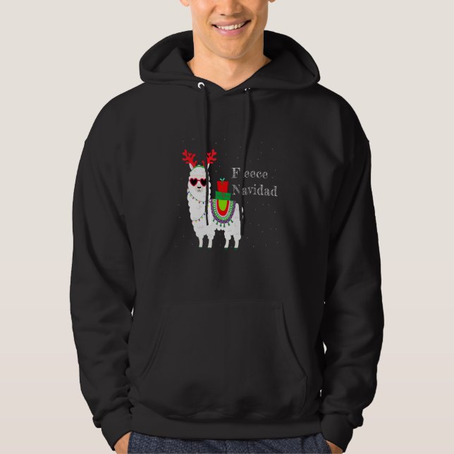 Moletom Fleece Navidad Feliz Llama Cute Alpaca Christmas F (Frente)