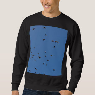 Moletom Flock of Birds Flying in Clear Blue Sky with Parag