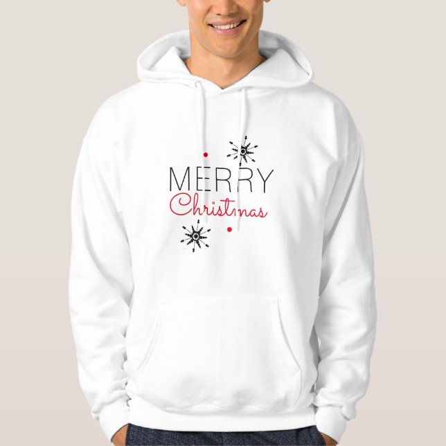 Moletom Flocos de Neve de Natal Preto e Vermelho (Frente)