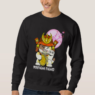 Moletom Flor de Cerejeira Sakura Gato Sortudo Japonês Ma