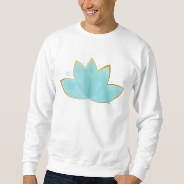 Moletom Floral Lotus Seafoam Azul e Faux Dourado (Frente)
