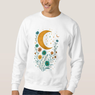 Moletom Flores Boho Lua Celestial Presente Engraçado Mais