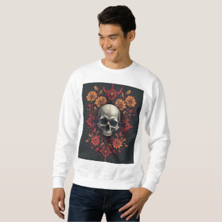 Moletom "Flores Eetéreas: Um Crânio Em Meio A Flores"