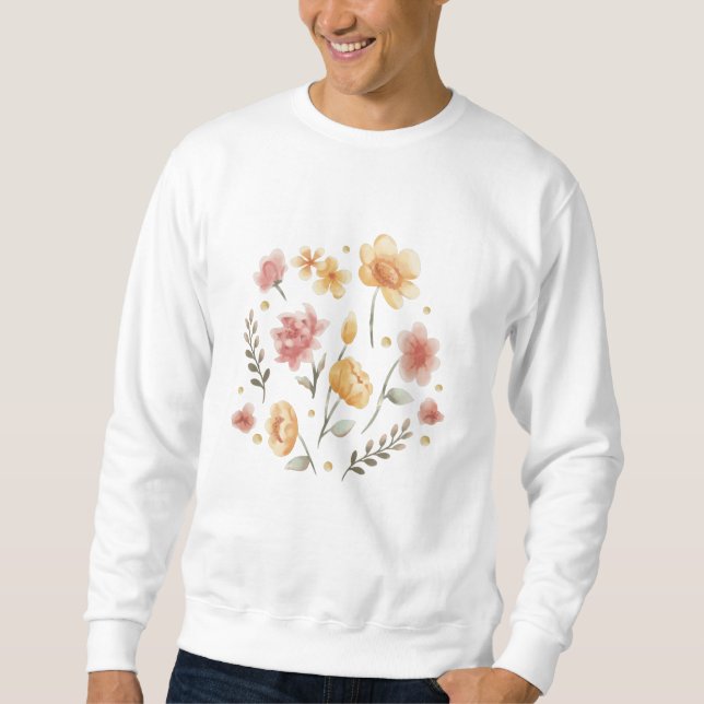 Moletom Flores exuberantes e folhas em aquarela (Frente)